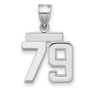 Small Polished Number 79 Charm Pendant in Real 14k White Gold