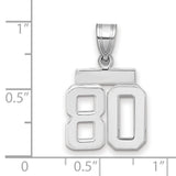 Small Polished Number 80 Charm Pendant in Real 14k White Gold