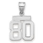 Small Polished Number 80 Charm Pendant in Real 14k White Gold