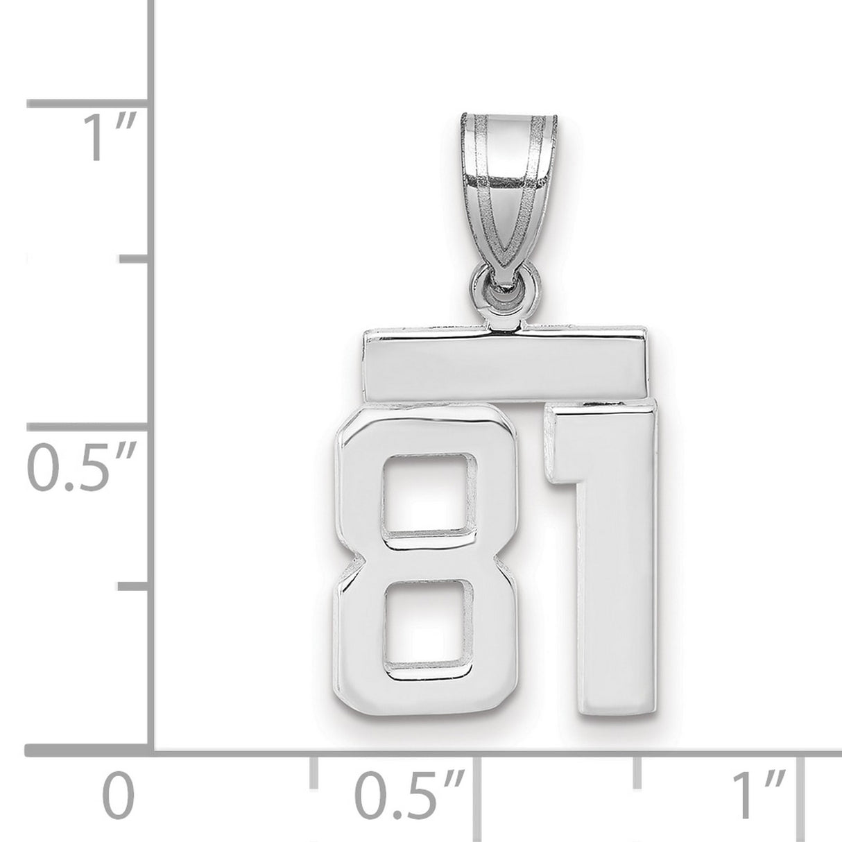 Small Polished Number 81 Charm Pendant in Real 14k White Gold