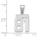 Small Polished Number 81 Charm Pendant in Real 14k White Gold