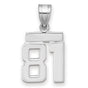 Small Polished Number 81 Charm Pendant in Real 14k White Gold