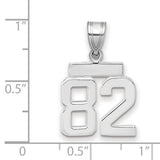 Small Polished Number 82 Charm Pendant in Real 14k White Gold