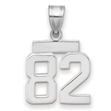 Small Polished Number 82 Charm Pendant in Real 14k White Gold
