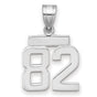 Small Polished Number 82 Charm Pendant in Real 14k White Gold