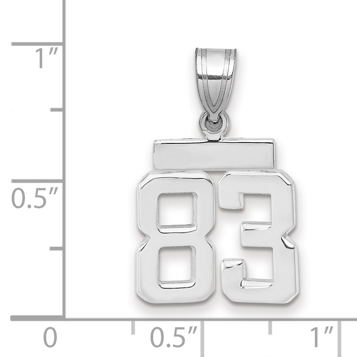 Small Polished Number 83 Charm Pendant in Real 14k White Gold