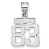 Small Polished Number 83 Charm Pendant in Real 14k White Gold