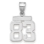 Small Polished Number 83 Charm Pendant in Real 14k White Gold