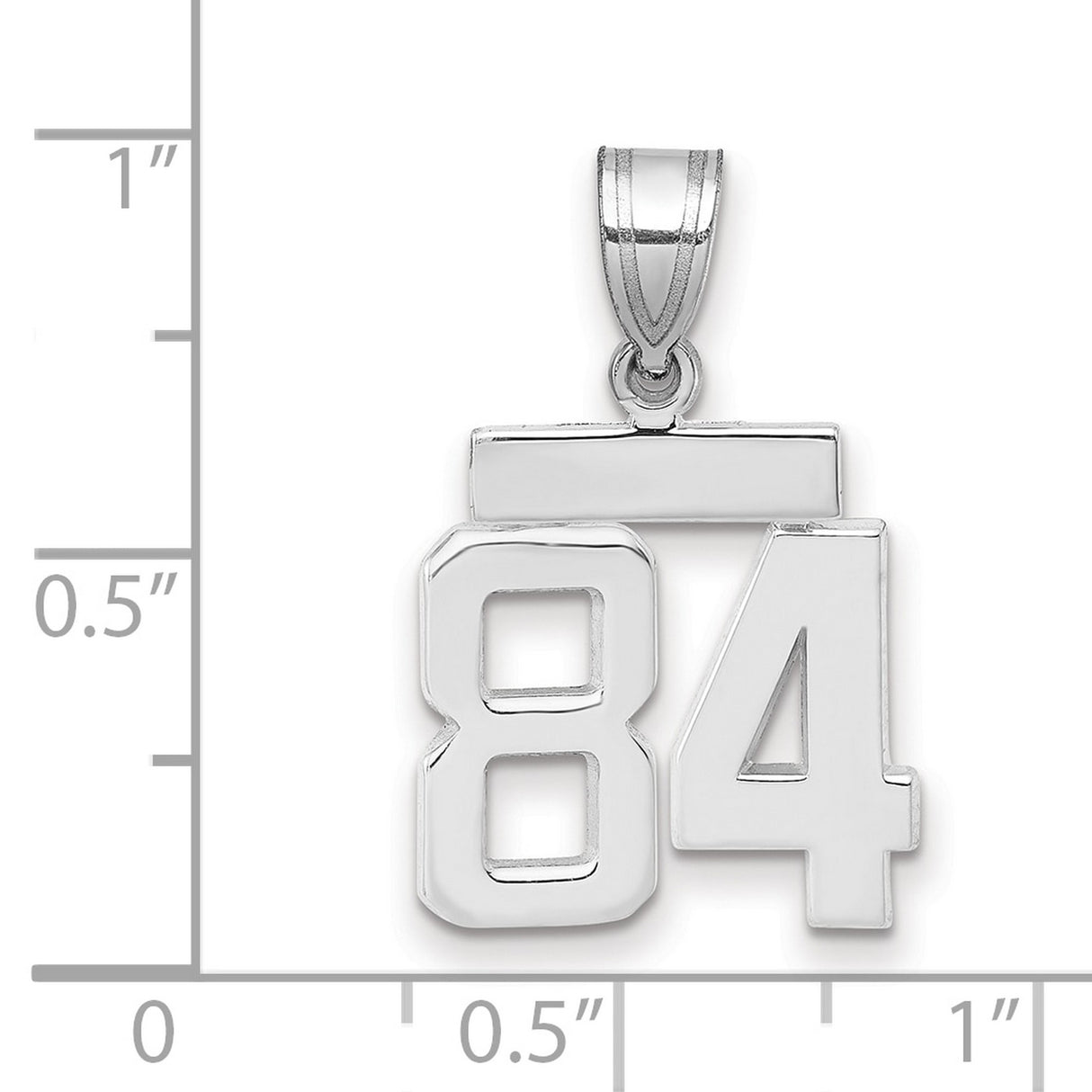 Small Polished Number 84 Charm Pendant in Real 14k White Gold