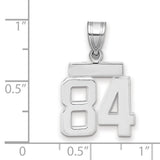 Small Polished Number 84 Charm Pendant in Real 14k White Gold
