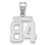 Small Polished Number 84 Charm Pendant in Real 14k White Gold
