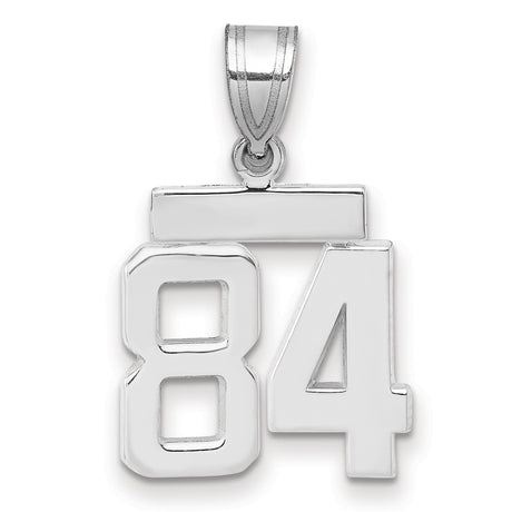 Small Polished Number 84 Charm Pendant in Real 14k White Gold