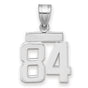 Small Polished Number 84 Charm Pendant in Real 14k White Gold