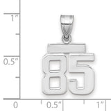 Small Polished Number 85 Charm Pendant in Real 14k White Gold