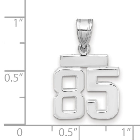 Small Polished Number 85 Charm Pendant in Real 14k White Gold