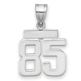 Small Polished Number 85 Charm Pendant in Real 14k White Gold