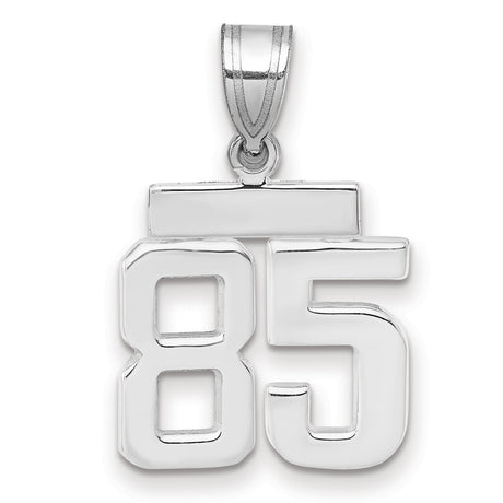 Small Polished Number 85 Charm Pendant in Real 14k White Gold