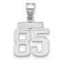 Small Polished Number 85 Charm Pendant in Real 14k White Gold