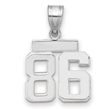 Small Polished Number 86 Charm Pendant in Real 14k White Gold