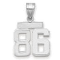 Small Polished Number 86 Charm Pendant in Real 14k White Gold