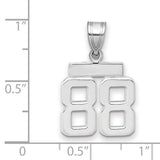 Small Polished Number 88 Charm Pendant in Real 14k White Gold