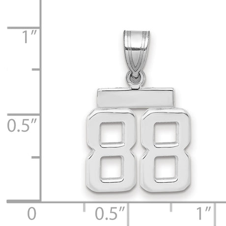 Small Polished Number 88 Charm Pendant in Real 14k White Gold