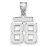 Small Polished Number 88 Charm Pendant in Real 14k White Gold