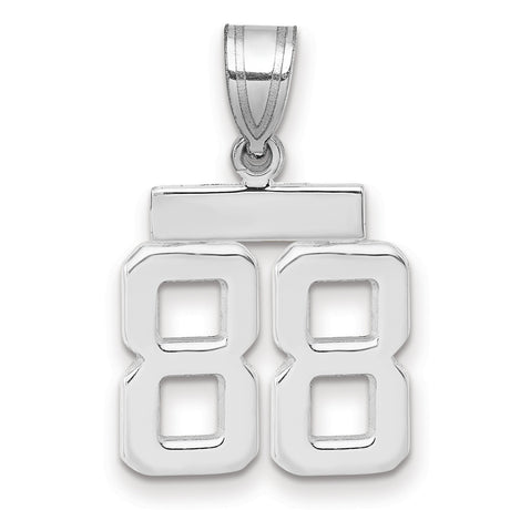 Small Polished Number 88 Charm Pendant in Real 14k White Gold