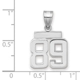 Small Polished Number 89 Charm Pendant in Real 14k White Gold