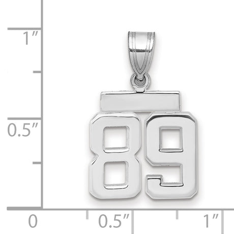 Small Polished Number 89 Charm Pendant in Real 14k White Gold