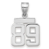 Small Polished Number 89 Charm Pendant in Real 14k White Gold