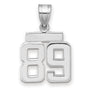 Small Polished Number 89 Charm Pendant in Real 14k White Gold