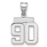 Small Polished Number 90 Charm Pendant in Real 14k White Gold