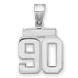 Small Polished Number 90 Charm Pendant in Real 14k White Gold