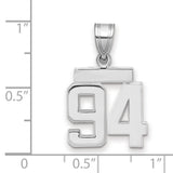 Small Polished Number 94 Charm Pendant in Real 14k White Gold