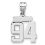 Small Polished Number 94 Charm Pendant in Real 14k White Gold