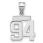 Small Polished Number 94 Charm Pendant in Real 14k White Gold