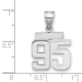 Small Polished Number 95 Charm Pendant in Real 14k White Gold