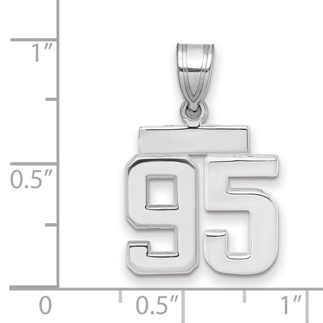 Small Polished Number 95 Charm Pendant in Real 14k White Gold