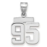Small Polished Number 95 Charm Pendant in Real 14k White Gold