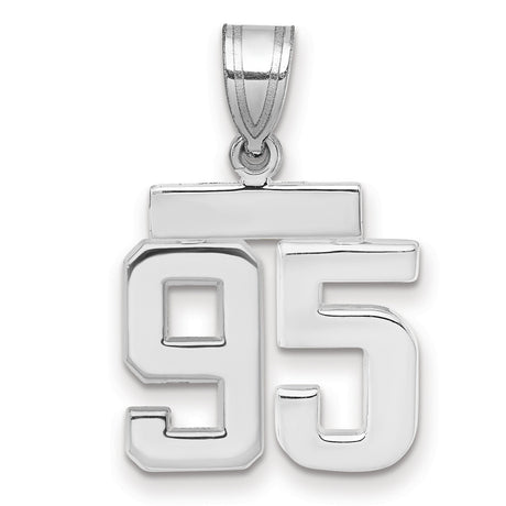 Small Polished Number 95 Charm Pendant in Real 14k White Gold