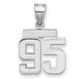 Small Polished Number 95 Charm Pendant in Real 14k White Gold
