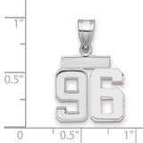 Small Polished Number 96 Charm Pendant in Real 14k White Gold