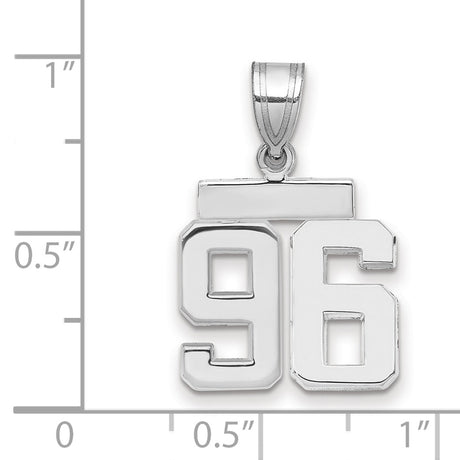 Small Polished Number 96 Charm Pendant in Real 14k White Gold