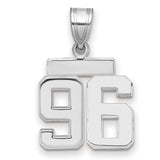 Small Polished Number 96 Charm Pendant in Real 14k White Gold