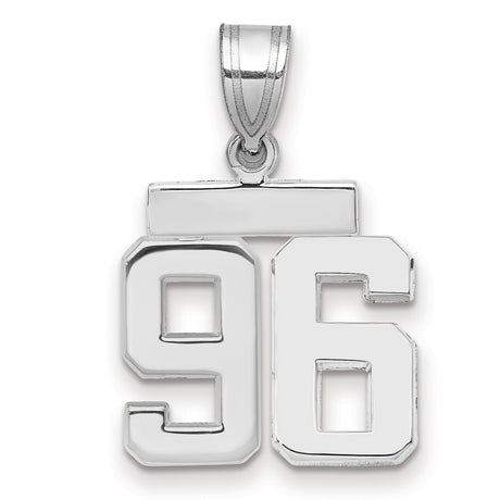 Small Polished Number 96 Charm Pendant in Real 14k White Gold