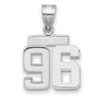 Small Polished Number 96 Charm Pendant in Real 14k White Gold