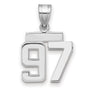 Small Polished Number 97 Charm Pendant in Real 14k White Gold