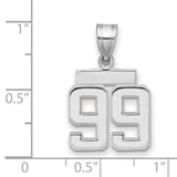 Small Polished Number 99 Charm Pendant in Real 14k White Gold