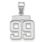 Small Polished Number 99 Charm Pendant in Real 14k White Gold